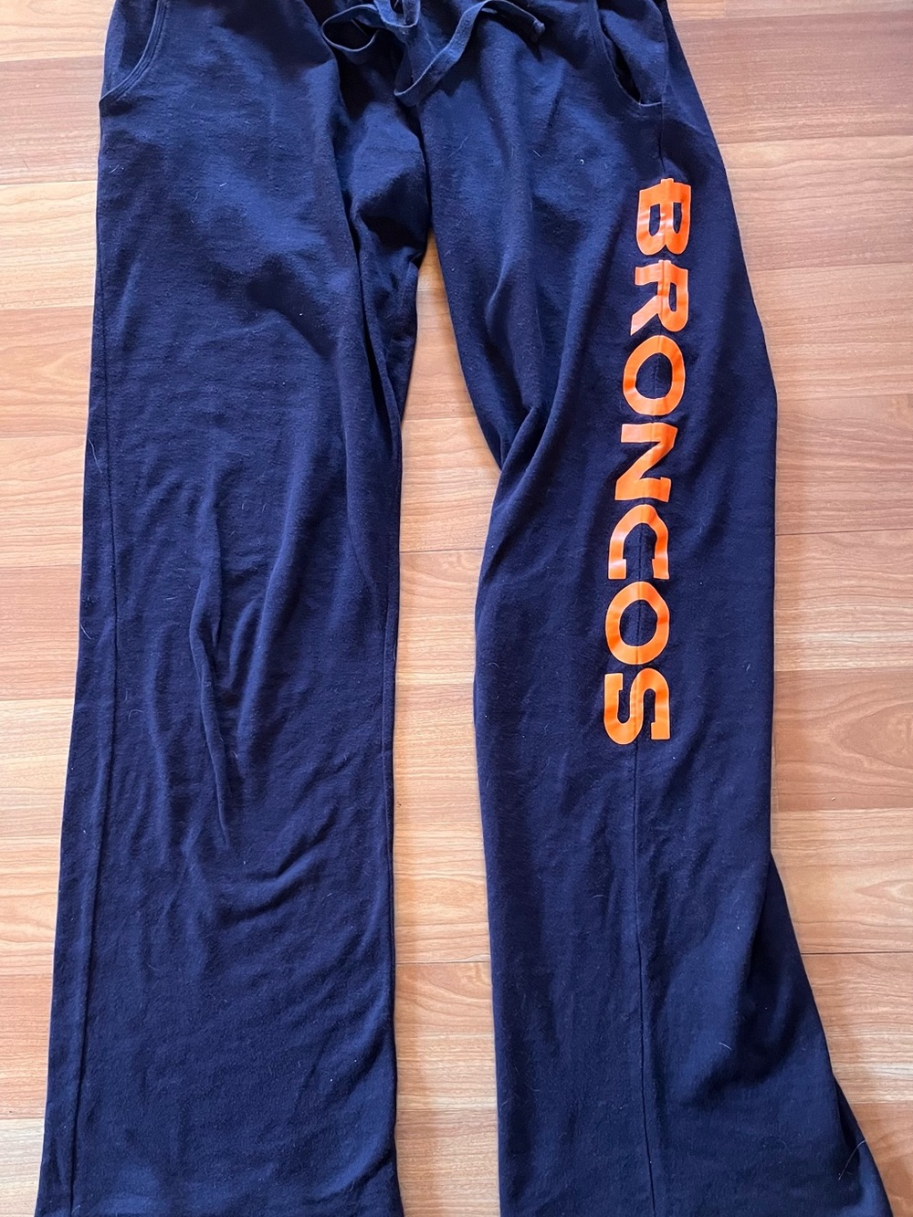 PINK Victoria's Secret Navy Wide-Leg Sweatpants with Orange BRONCOS Graphic